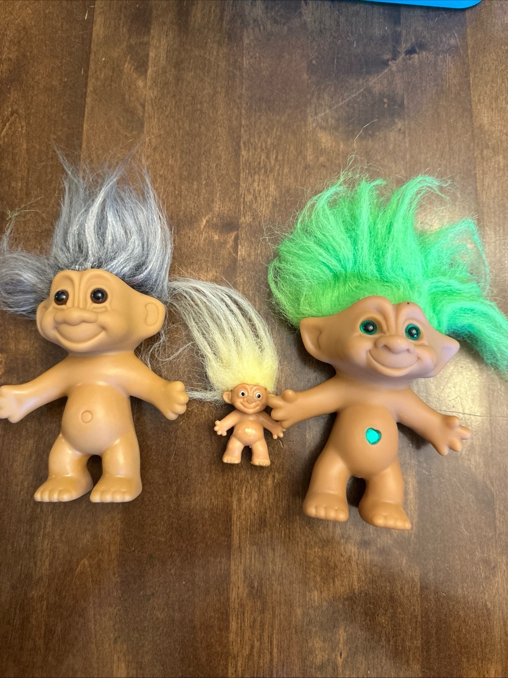 Vintage Russ Trolls Bundle Lot of 3 Green Gem Gray Hair Pencil Topper